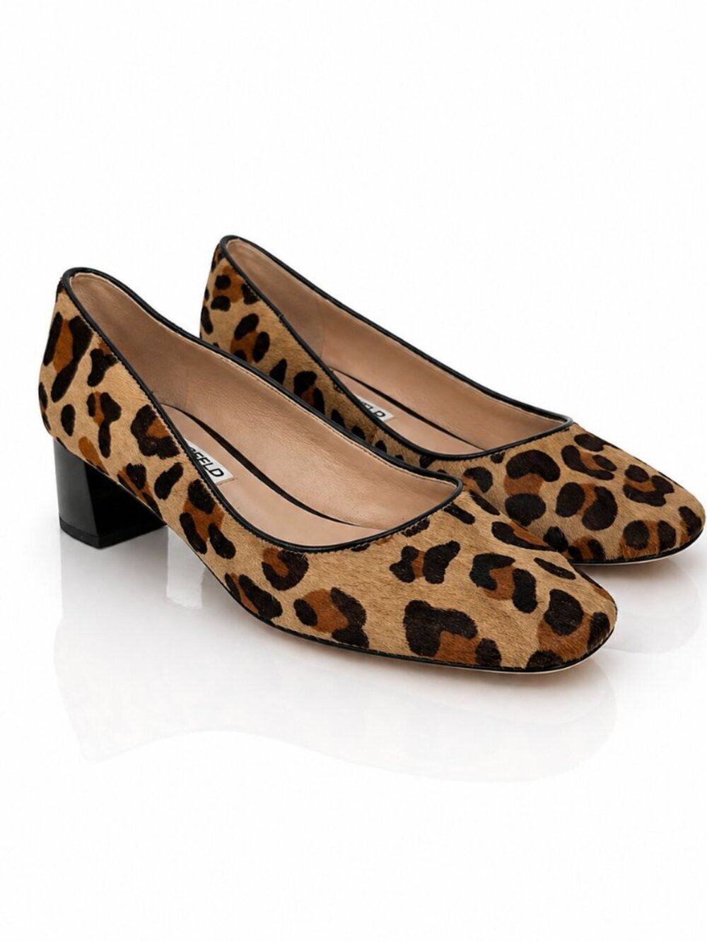 KARL LAGERFELD Paris Charee Leopard Print Block Heel Pumps Shoes 6.5